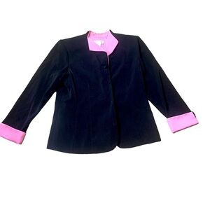 Miss Dorby | Black Lavender Pink Blazer Size 12 Pop Of Pink